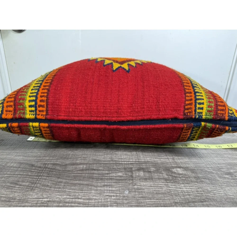 Zapotec Motif Wool Plush Pillow Southwestern Aztec Style